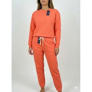 Ralph Lauren Polo Fleece Crewneck sweatshirt pants sweatsuit Amalfi Red S/XS New